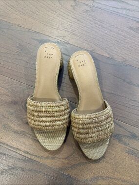 a new day Braided Tan Slide Mules